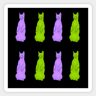 Green and Purple Cats Standing up Magnet